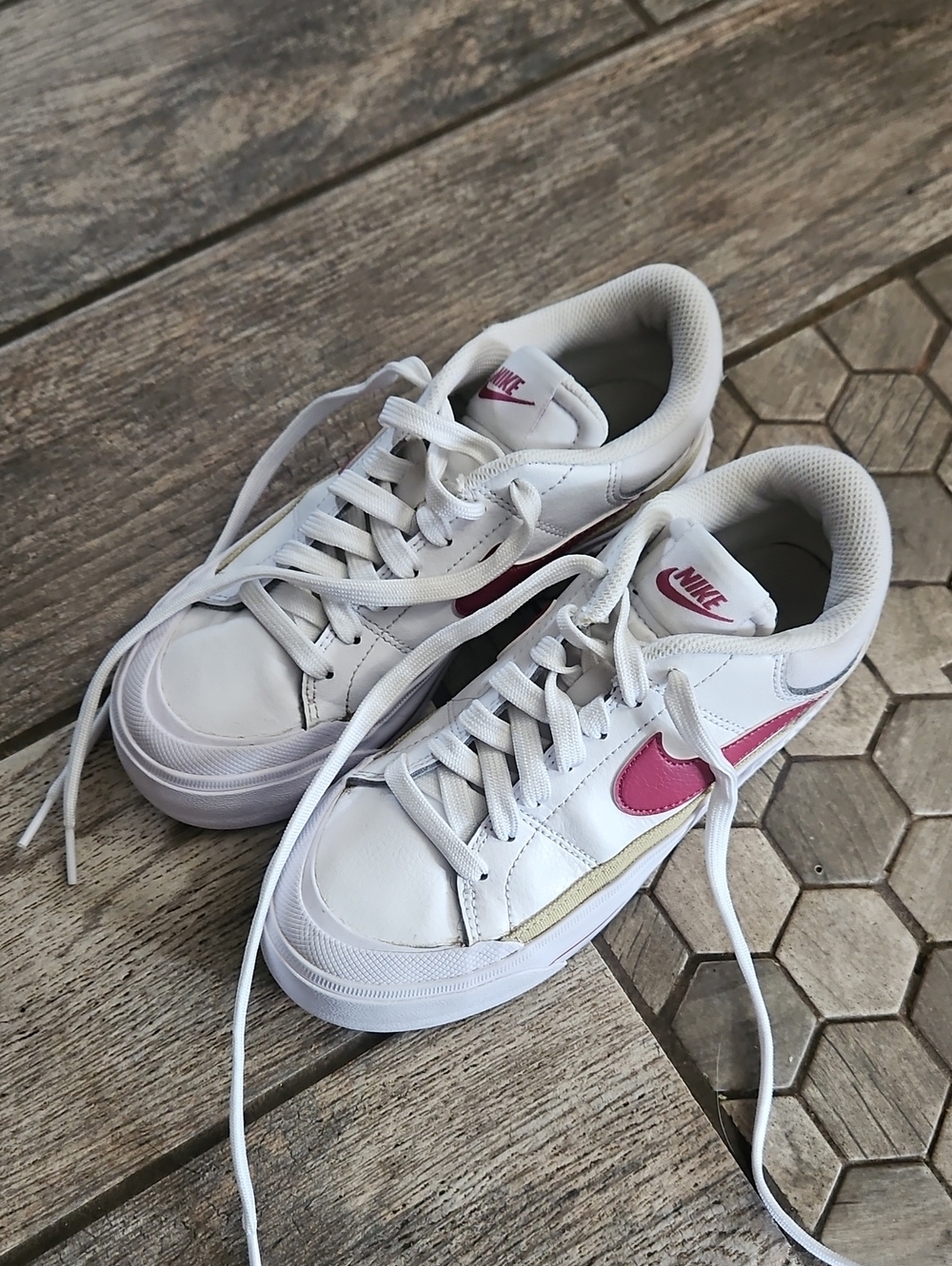 Nike Women’s Legacy Lift Platform Sneakers with Pink Swoosh